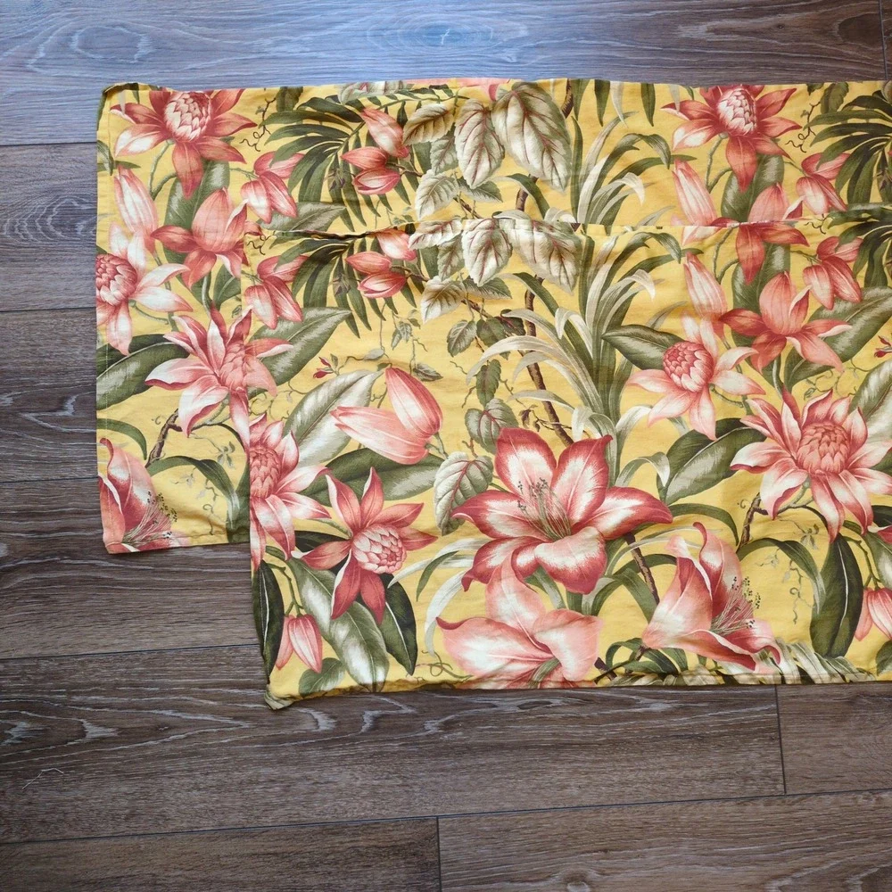Tommy Bahama Home King Pillow Shams Pair (2)‎ - Yellow Pink Tropical Floral